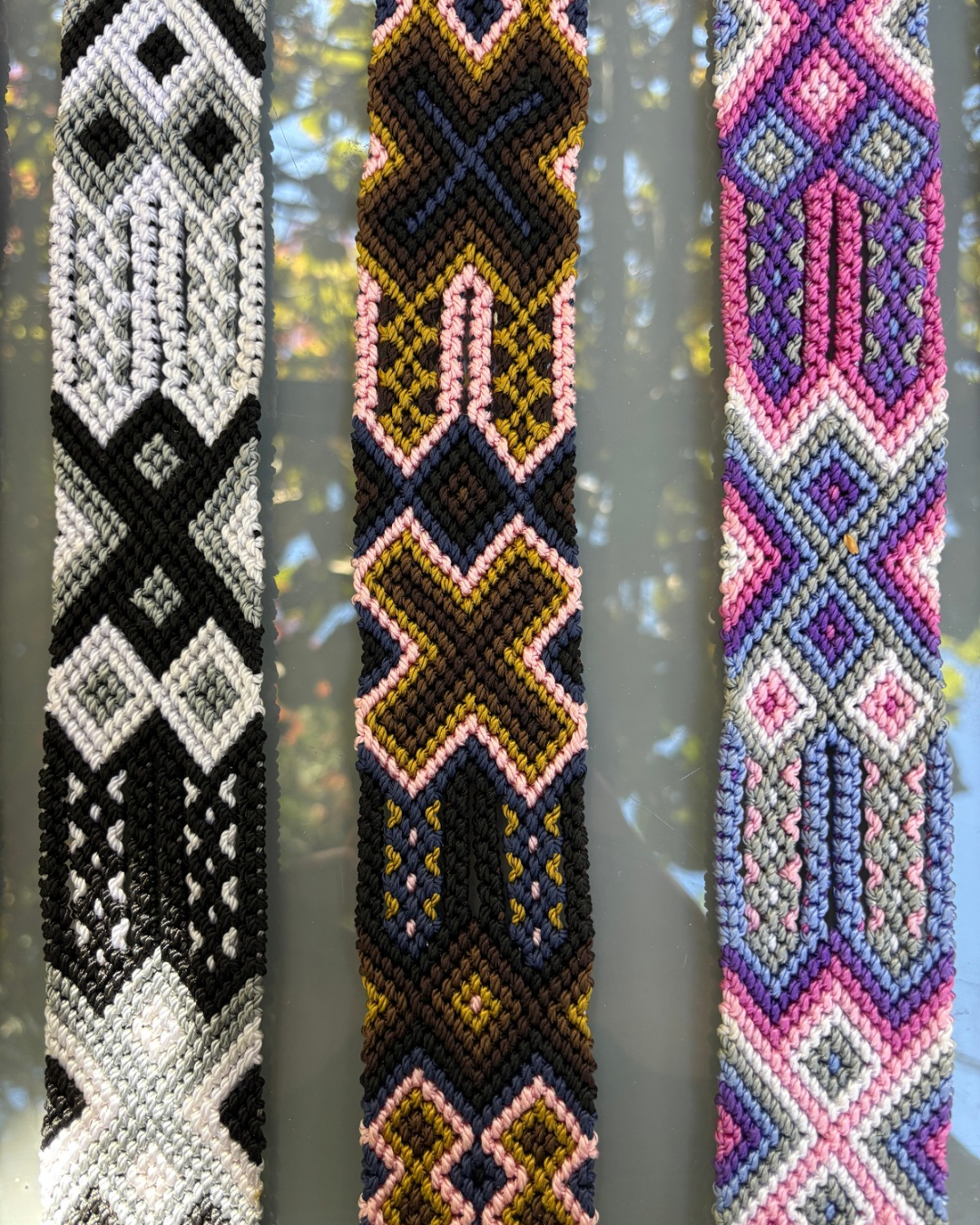 Handwoven Large Dog Leash-1m Embroidered with Leather Handle