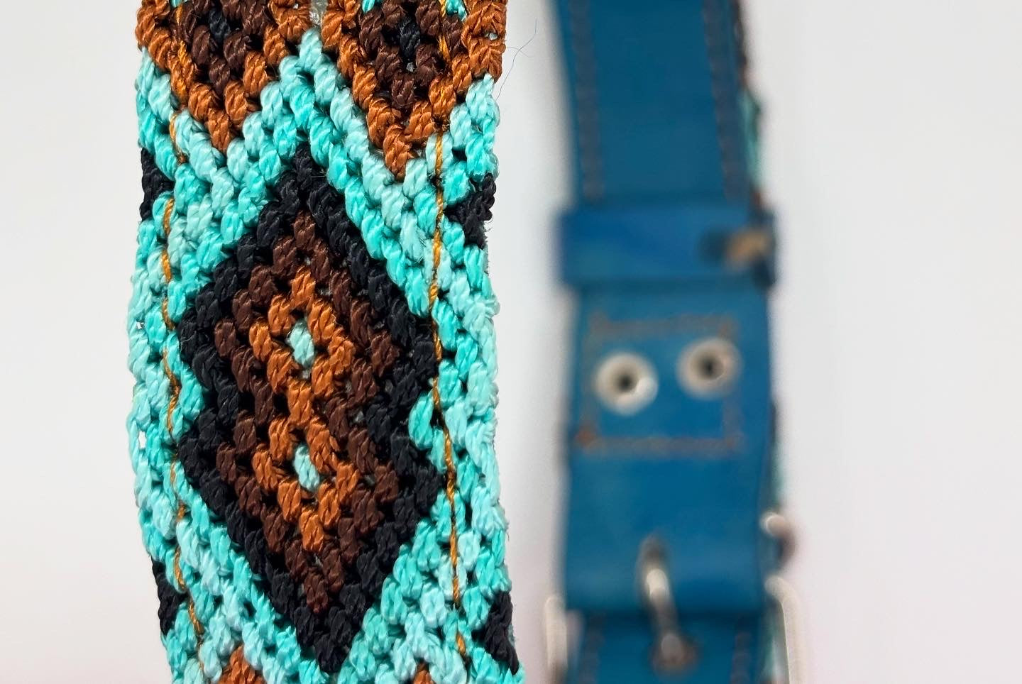 Copper Tide –Size XL (55cm) Hand Embroidered Leather Dog Collar