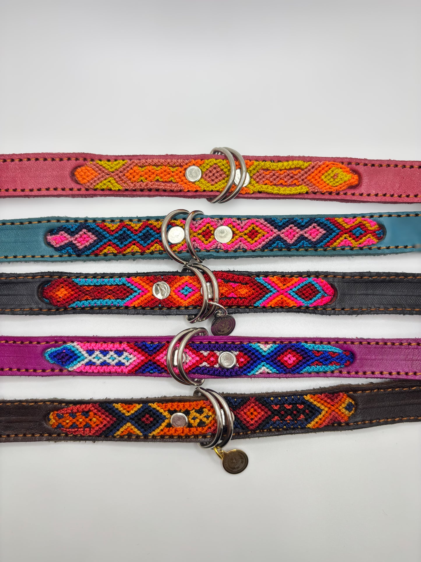 Small (35cm) Hand Embroidered Leather Dog Collars