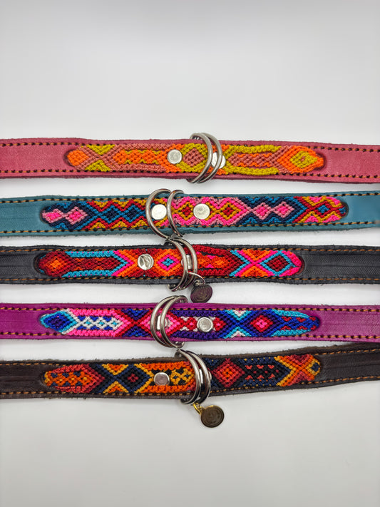 Small (35cm) Hand Embroidered Leather Dog Collars