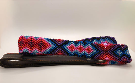 Leash (1m)- Hand Embroidered, Leather Handle