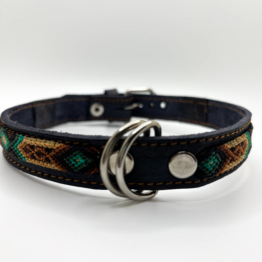 Bosque Large 45cm Hand Embroidered Leather Dog Collar