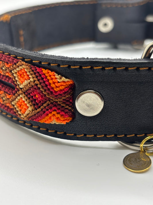 As Cute as a Pumpkin- Large (50cm) Hand Embroidered Leather Dog Collar