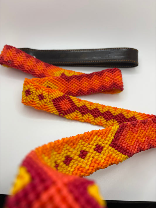 Mimosa- Medium (40cm) Collar + Leash (1m) Combo-Hand Embroidered Leather ( Fits sizes 13-15”)