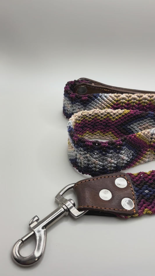 Medium Leash (1m) Hand Embroidered, Genuine Leather